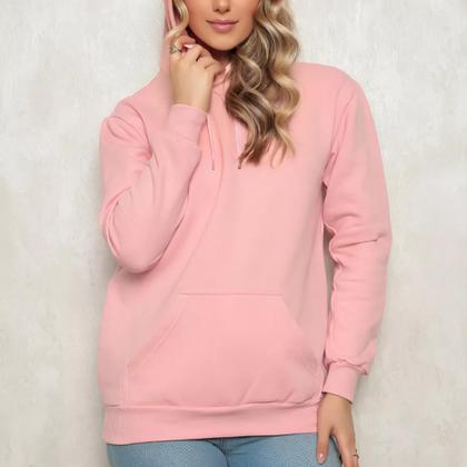 Imagem de Blusa Moletom Canguru Com Capuz Casaco de Frio Quente Flanelado Algodão Sem Estampa