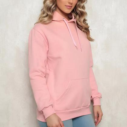 Imagem de Blusa Moletom Canguru Com Capuz Casaco de Frio Quente Flanelado Algodão Sem Estampa