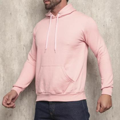 Imagem de Blusa Moletom Canguru Com Capuz Casaco de Frio Quente Flanelado Algodão Sem Estampa