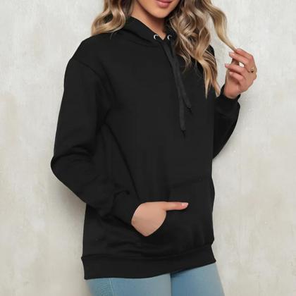 Imagem de Blusa Moletom Canguru Com Capuz Casaco de Frio Quente Flanelado Algodão Sem Estampa