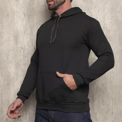 Imagem de Blusa Moletom Canguru Com Capuz Casaco de Frio Quente Flanelado Algodão Sem Estampa