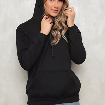 Imagem de Blusa Moletom Canguru Com Capuz Casaco de Frio Quente Flanelado Algodão Sem Estampa