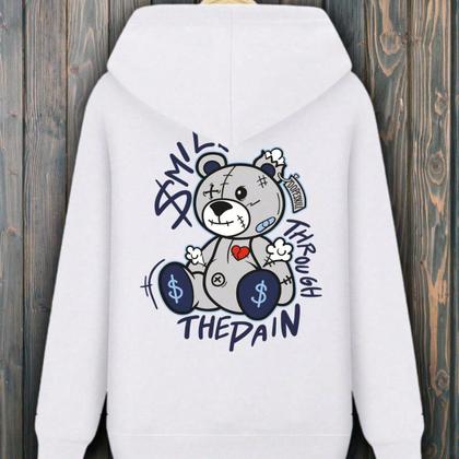 Imagem de Blusa Moletom Canguru Urso Smiles Bear Feminino Masculino Casaco Flanelado 