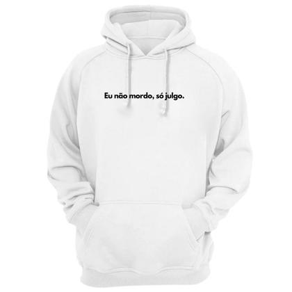 Imagem de Blusa Moletom Capuz Frase Eu Não Mordo Só Julgo Criativa