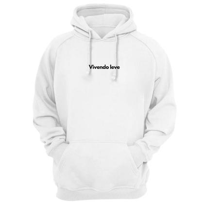 Imagem de Blusa Moletom Capuz Frase Vivendo Leve Good Vibes Criativa