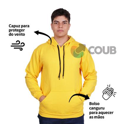 Imagem de Blusa Moletom Frio Com Capuz e Bolso Flanelado Peluciado Quente Varias Cores Masculino Feminino