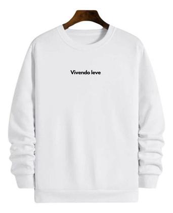 Imagem de Blusa Moletom Gola Frase Vivendo Leve Good Vibes Criativa