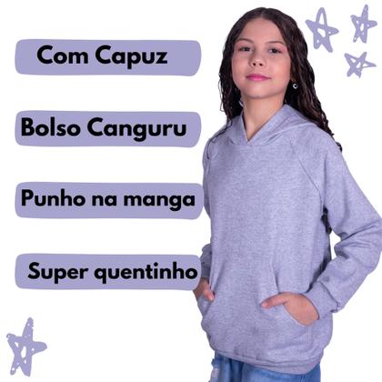 Imagem de Blusa Moletom Infantil Liso Premium Algodão Felpudo Várias Cores 