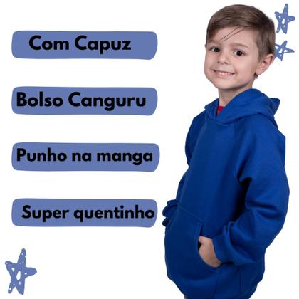 Imagem de Blusa Moletom Infantil Liso Premium Algodão Felpudo Várias Cores 