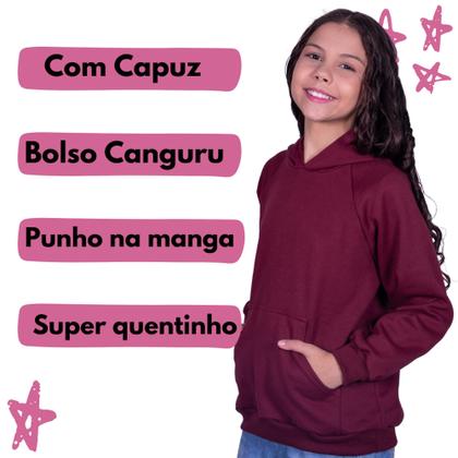Imagem de Blusa Moletom Infantil Liso Premium Algodão Felpudo Várias Cores 