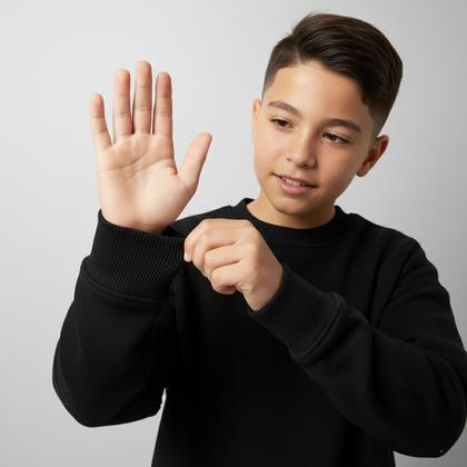 Imagem de Blusa Moletom Juvenil Flanelado Preto Punho Basico Infantil Menino Menina Uniforme Escolar frio Inverno Estilo Casual 10 A 16 Macio Algodão