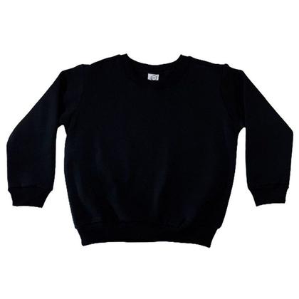 Imagem de Blusa Moletom Juvenil Flanelado Preto Punho Basico Infantil Menino Menina Uniforme Escolar frio Inverno Estilo Casual 10 A 16 Macio Algodão