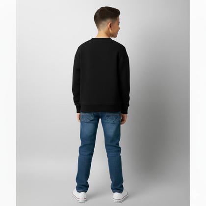 Imagem de Blusa Moletom Juvenil Flanelado Preto Punho Basico Infantil Menino Menina Uniforme Escolar frio Inverno Estilo Casual 10 A 16 Macio Algodão