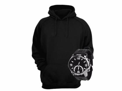 Imagem de Blusa Moletom Masculino e Feminino com bolso  Casaco blusa de frio Canguru com relógio - K103