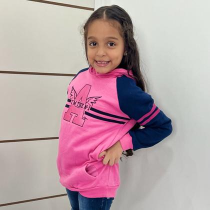 Imagem de Blusa Moletom Menina Fechada C/Touca Flanelada Com Punho