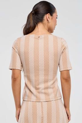 Imagem de Blusa PKS Jacquard Listras Bege