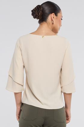 Imagem de Blusa PKS Manga 7/8 Crepe Bege