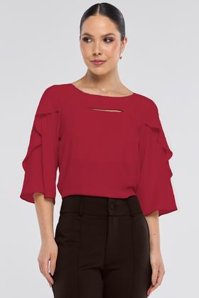 Imagem de Blusa PKS Manga 7/8 Crepe Bordo