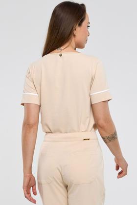 Imagem de Blusa PKS Manga Curta Com Filetes Bege