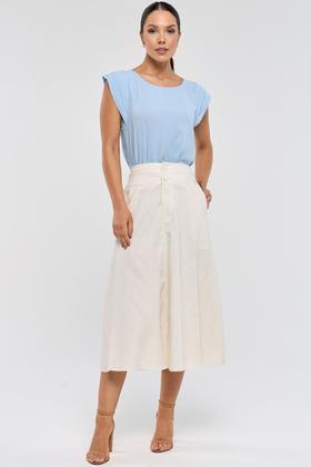 Imagem de Blusa PKS Manga Curta Viscose Com Linho Azul