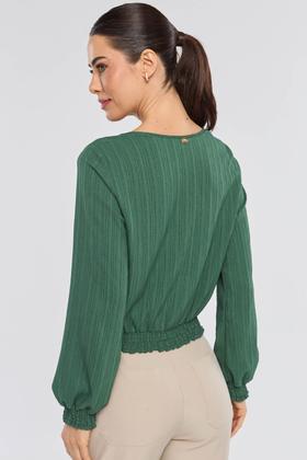Imagem de Blusa PKS Manga Longa Lastex Crepe Frisê Verde