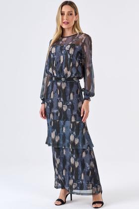 Imagem de Blusa PKS Manga Longa Tule Estampa Blue Stone