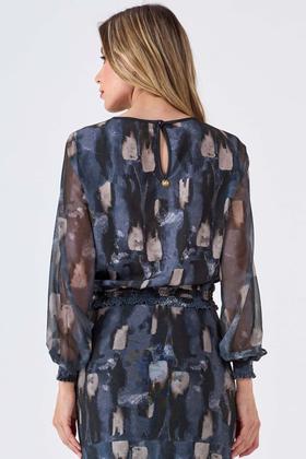 Imagem de Blusa PKS Manga Longa Tule Estampa Blue Stone