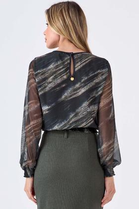 Imagem de Blusa PKS Manga Longa Tule Estampa Olive Green
