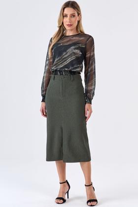Imagem de Blusa PKS Manga Longa Tule Estampa Olive Green
