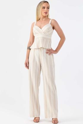 Imagem de Blusa PKS Peplum Linho Natural Listrado