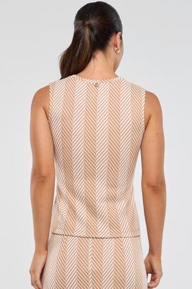Imagem de Blusa PKS Sem Mangas Jacquard Listras Bege