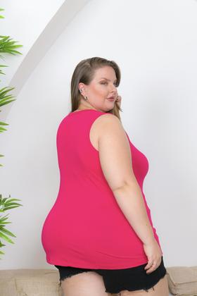 Imagem de Blusa Plus Size Feminina Casual Regata em Viscolycra, G1 ao G5, Tecido Leve e Confortável.