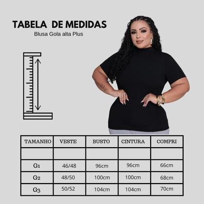 Imagem de Blusa Plus Size Feminina Gola Alta Manga Curta de MAlha