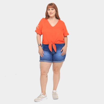 Imagem de Blusa Plus Size Lunender Nó Frontal Feminina