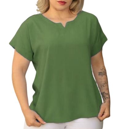 Imagem de Blusa Plus Size Social Feminina Manga Curta Soltinha Tecido Viscolinho