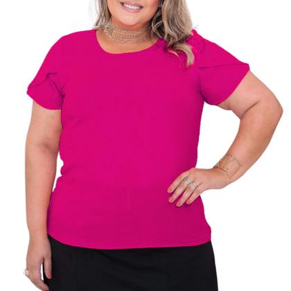 Imagem de Blusa Plus Size Social Feminina Manga Curta Tulipa Duna G1 G2 G3