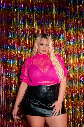Imagem de Blusa Plus Size Tule Top e Gola Fru Fru