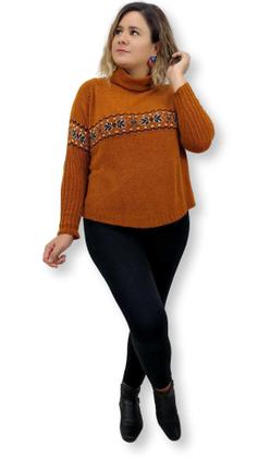 Imagem de Blusa Poncho Tricot Com gola Mousse Inverno Tendência 2212