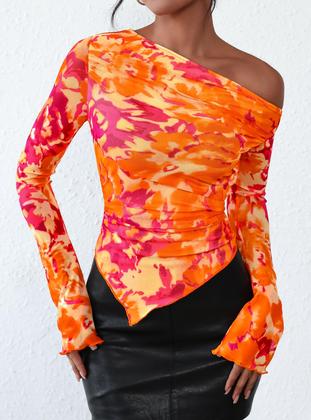 Imagem de Blusa PRETTYGARDEN 2025 Ombro a Ombro Tie Dye Floral XL