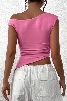 Imagem de Blusa PRETTYGARDEN 2025 Verano Top fruncido de un solo hombro L