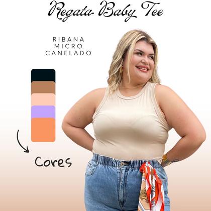 Imagem de Blusa Regata Baby Tee Canelada Midi Size Justinha Moda Feminina Primavera Verão Perfeita 25425A