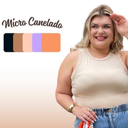 Imagem de Blusa Regata Baby Tee Canelada Midi Size Justinha Moda Feminina Primavera Verão Perfeita 25425A