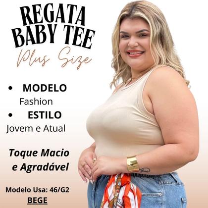 Imagem de Blusa Regata Baby Tee Canelada Midi Size Justinha Moda Feminina Primavera Verão Perfeita 25425A
