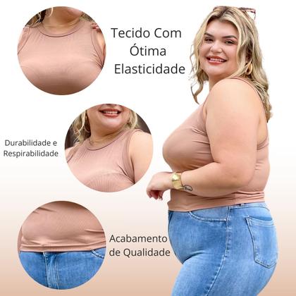 Imagem de Blusa Regata Baby Tee Canelada Midi Size Justinha Moda Feminina Primavera Verão Perfeita 25425A