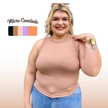 Imagem de Blusa Regata Baby Tee Canelada Midi Size Justinha Moda Feminina Primavera Verão Perfeita 25425A