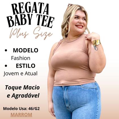 Imagem de Blusa Regata Baby Tee Canelada Midi Size Justinha Moda Feminina Primavera Verão Perfeita 25425A