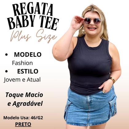 Imagem de Blusa Regata Baby Tee Canelada Midi Size Justinha Moda Feminina Primavera Verão Perfeita 25425A
