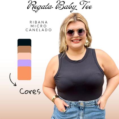 Imagem de Blusa Regata Baby Tee Canelada Midi Size Justinha Moda Feminina Primavera Verão Perfeita 25425A