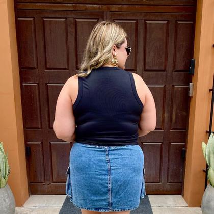 Imagem de Blusa Regata Baby Tee Canelada Midi Size Justinha Moda Feminina Primavera Verão Perfeita 25425A