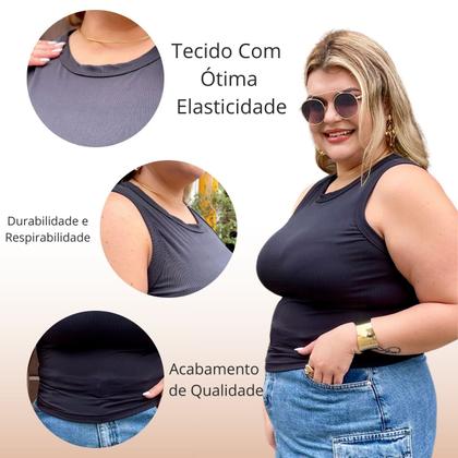 Imagem de Blusa Regata Baby Tee Canelada Midi Size Justinha Moda Feminina Primavera Verão Perfeita 25425A